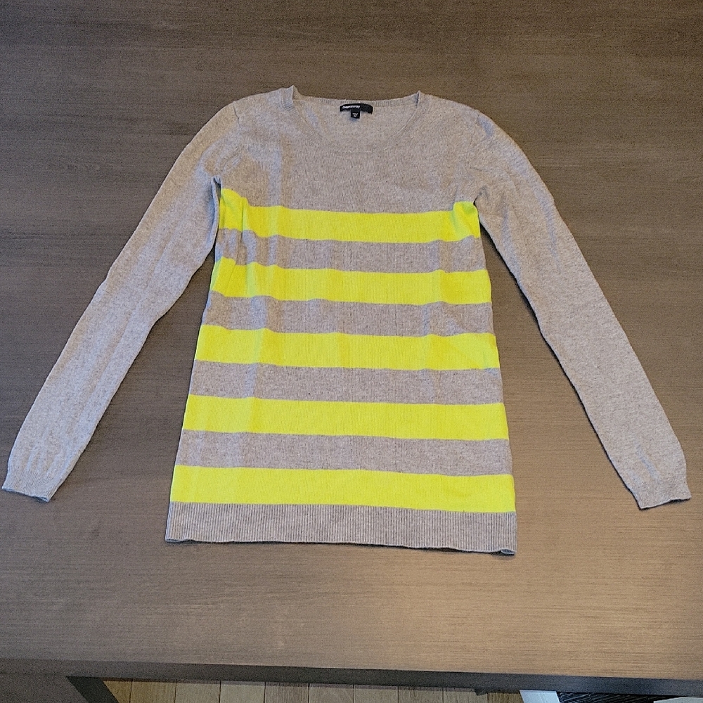 Gap Maternity Gray and Lime Green Striped Sweater